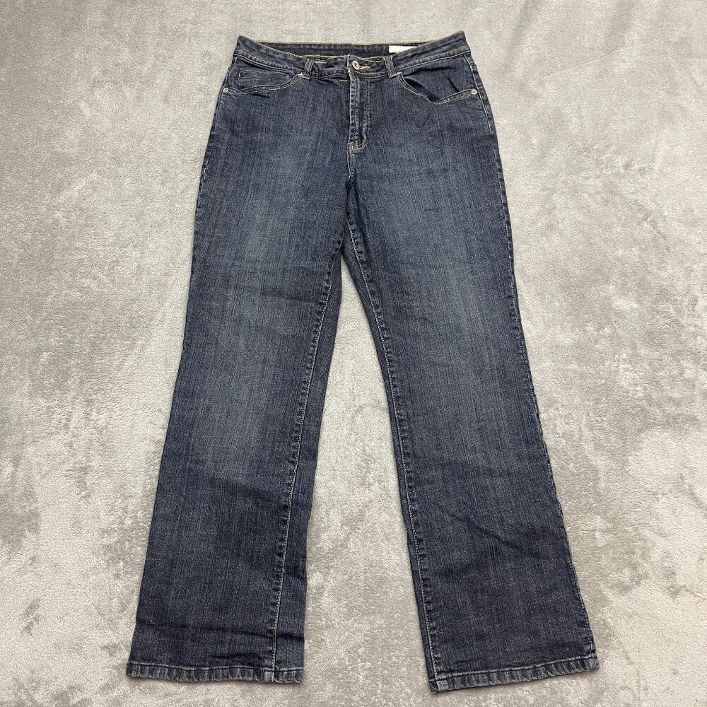 Chico's Platinum Bootcut Jeans Blue Denim Dark Wash Classic Women Size 1.5